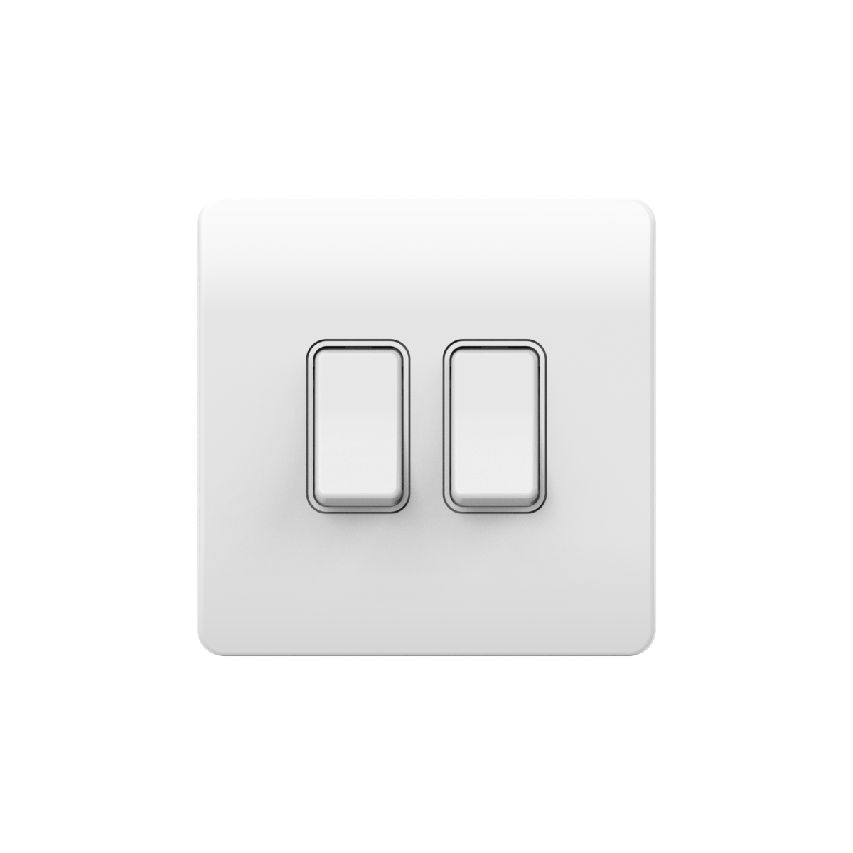 FORUM KINETIC 2 GANG WHITE SLIMLINE SWITCH, IP20